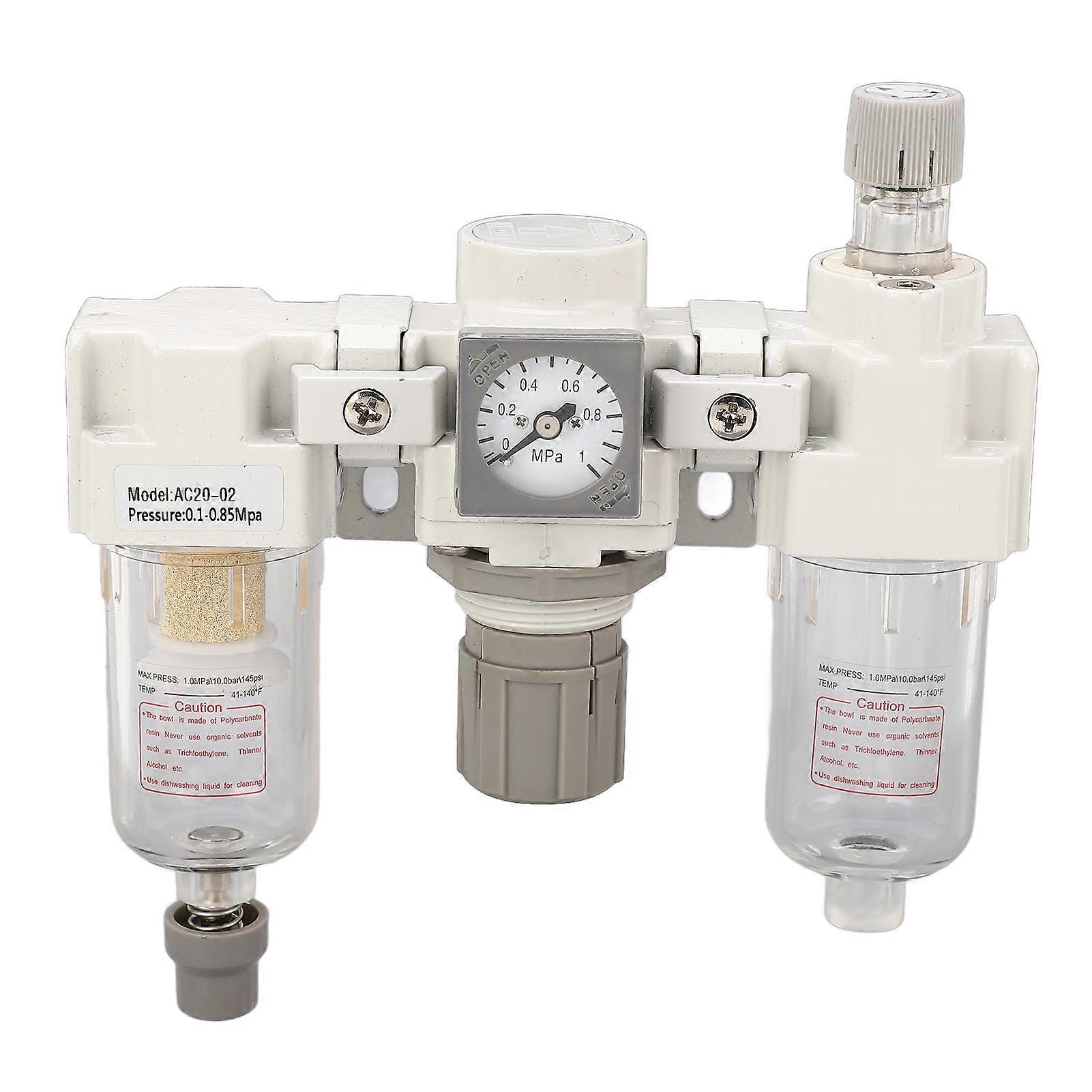 Uadme Compressor Air Filter, Compressor Oiler Separator Aluminum Alloy Housing G1/4in Air Filter for Pneumatic Power Tool, Differential Pressure