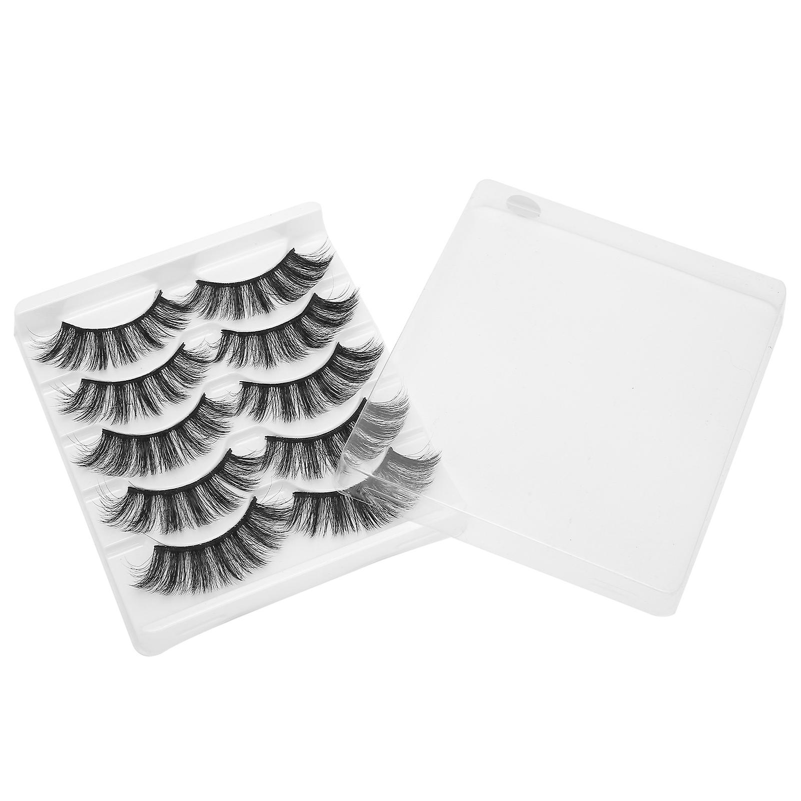 5 Pairs Professional Thick Curly False Eyelashes Date Makeup Portable Fake Eyelashes Set 016