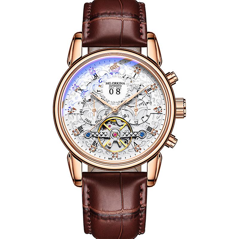 Six-Pin Multi-Function Automatic Mechanical Watch Men's Calendar Belt Sport Watch