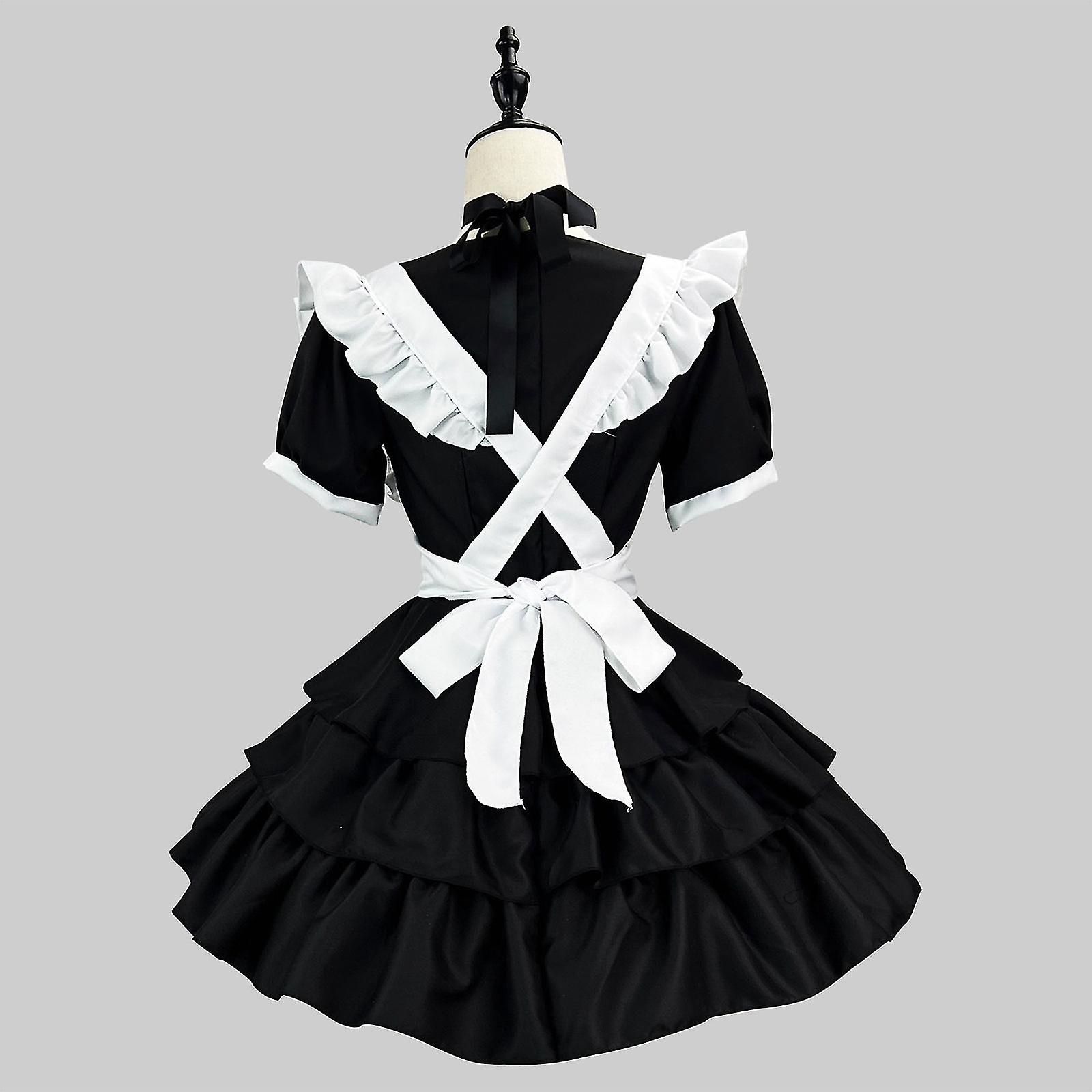 Plus Size Anime French Maid Apron Costume With Cat Ears & Gloves - Lolita Cosplay, Fancy Dress French Maid Costume - Foto 10