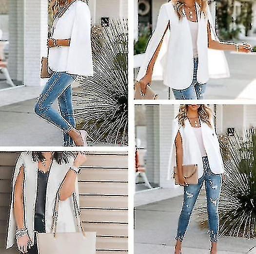 Womens Cape Blazer Split Sleeve Open Front Casual Jacket Coat Workwear
