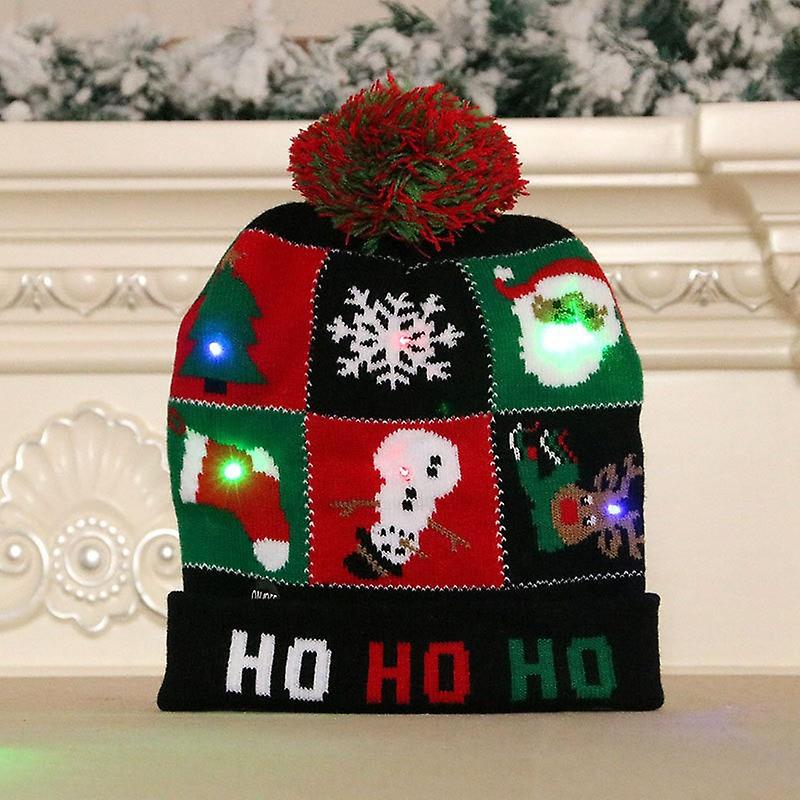 Christmas Hat Decorative Knitted Colorful Luminous Knitted High-end Elderly