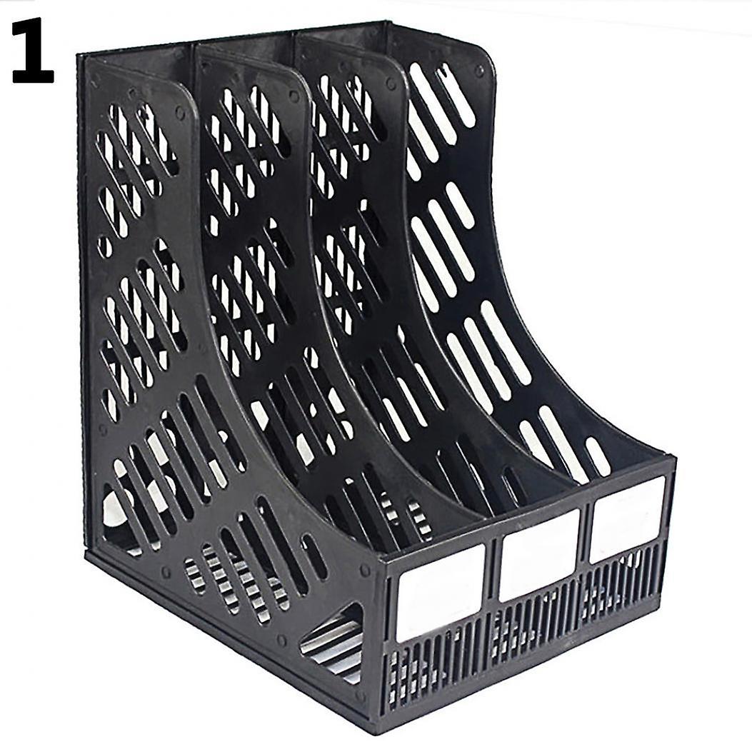 3 Sections Magazine File Stand Holder Home Office Document Storage Desk Organizer