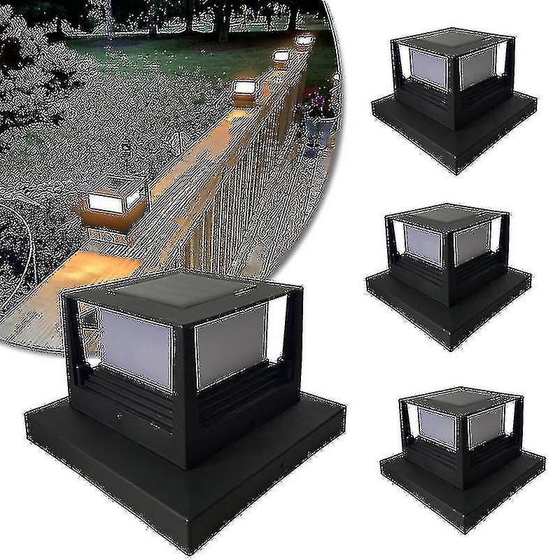 Outdoor Solar Pillar Lights Square Wooden Pillar Lights Home Garden Lights Fence Lights