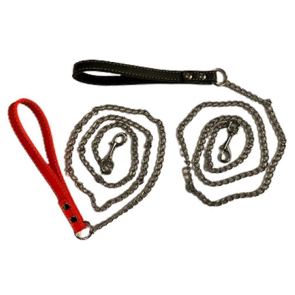 High Quality Chrome Chain Lead with Leather Handle Size 0.2x120 Centimeters