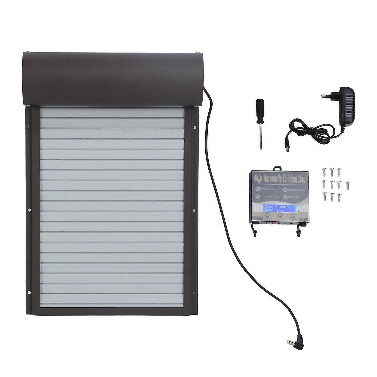 Battery Operated Automatic Chicken Coop Door Auto Chicken Coop Door Opener with Timer for Duck Goose 100240V Brown EU Plug NO.5500