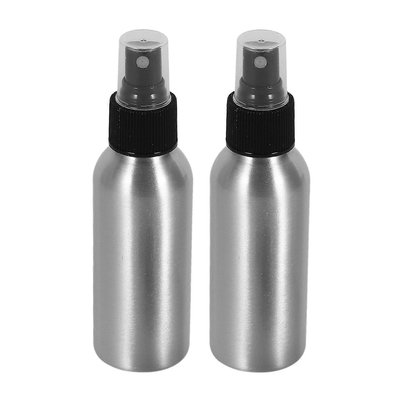 2pcs 100ml Aluminum Spray Refillable Empty Bottle Perfume Atomizer Silver