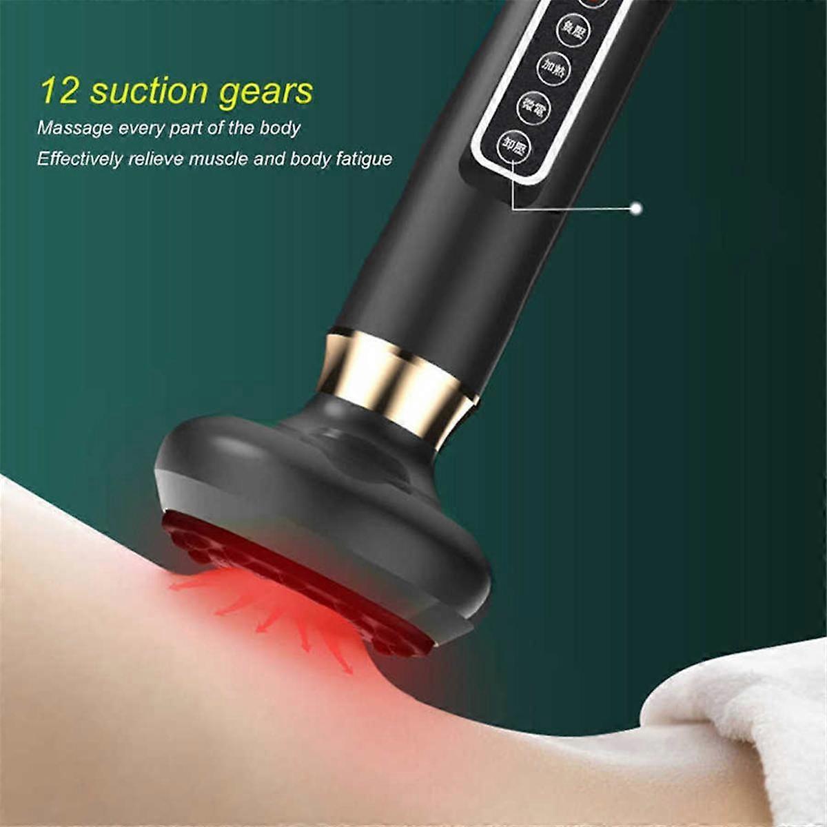 Electric GuaSha Massager 12 Suction Gears Steel Balls Negative Pressure Cupping Meridians Massage Machien Scraping Gray