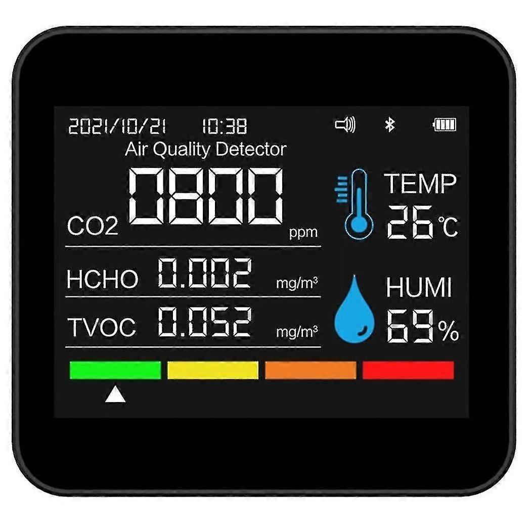 9-in-1 luchtkwaliteitsmonitor co2 meter app bt kooldioxide detector pm2.5 pm1.0 pm10 temperatuur hu
