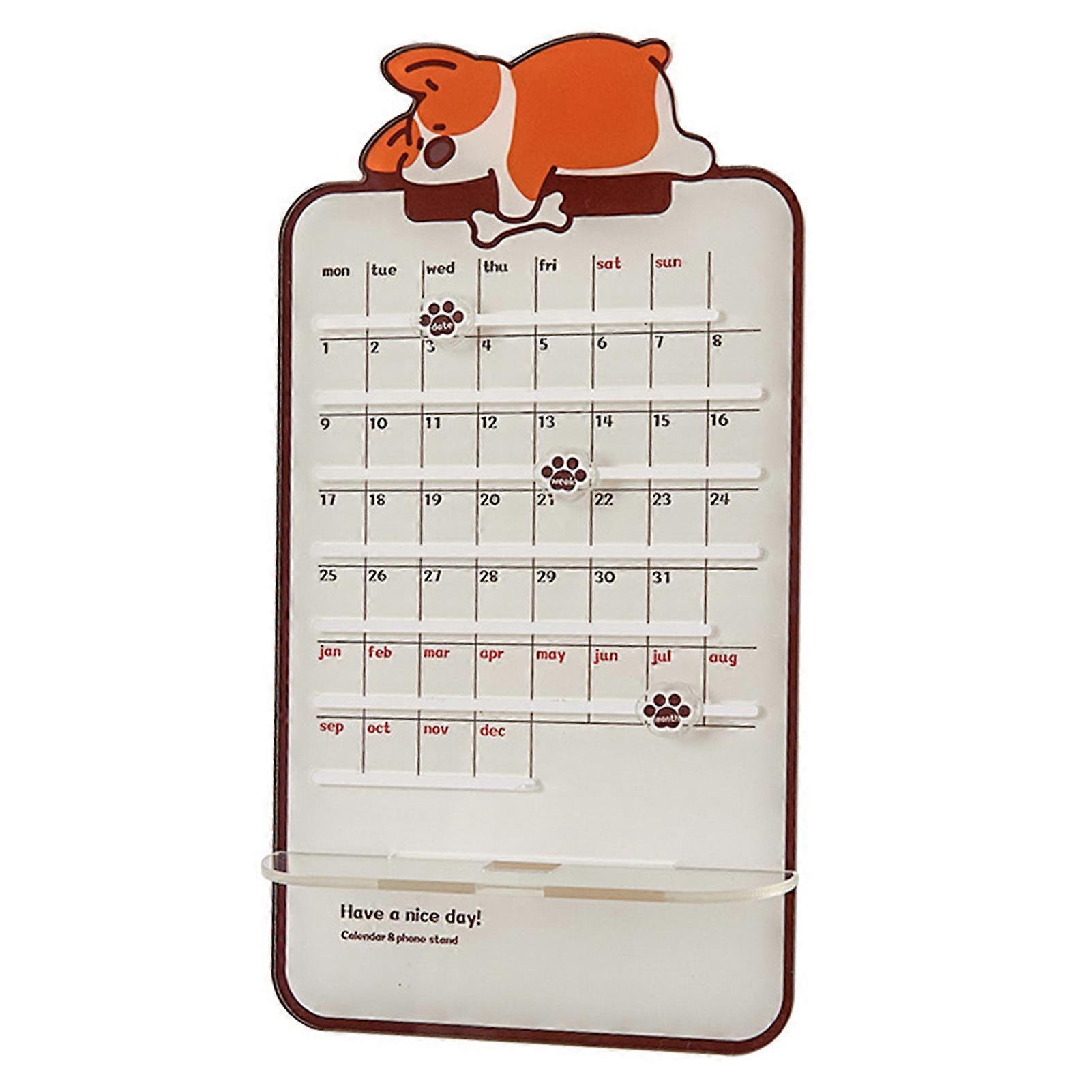 Acrylic Desk Calendar Multifunctional Date Planner Cute Design Frosted Texture High Strength Perpetual Calendar Dog