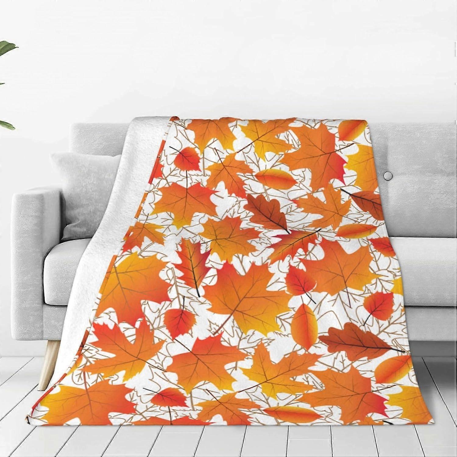 Autumn Maple Leaves Background Throw Blanket Cozy Anti-Pilling Fleece Blanket Lightweight and Warm, Durable, Ultra-Soft for Sofa, Camping, or Travel 4