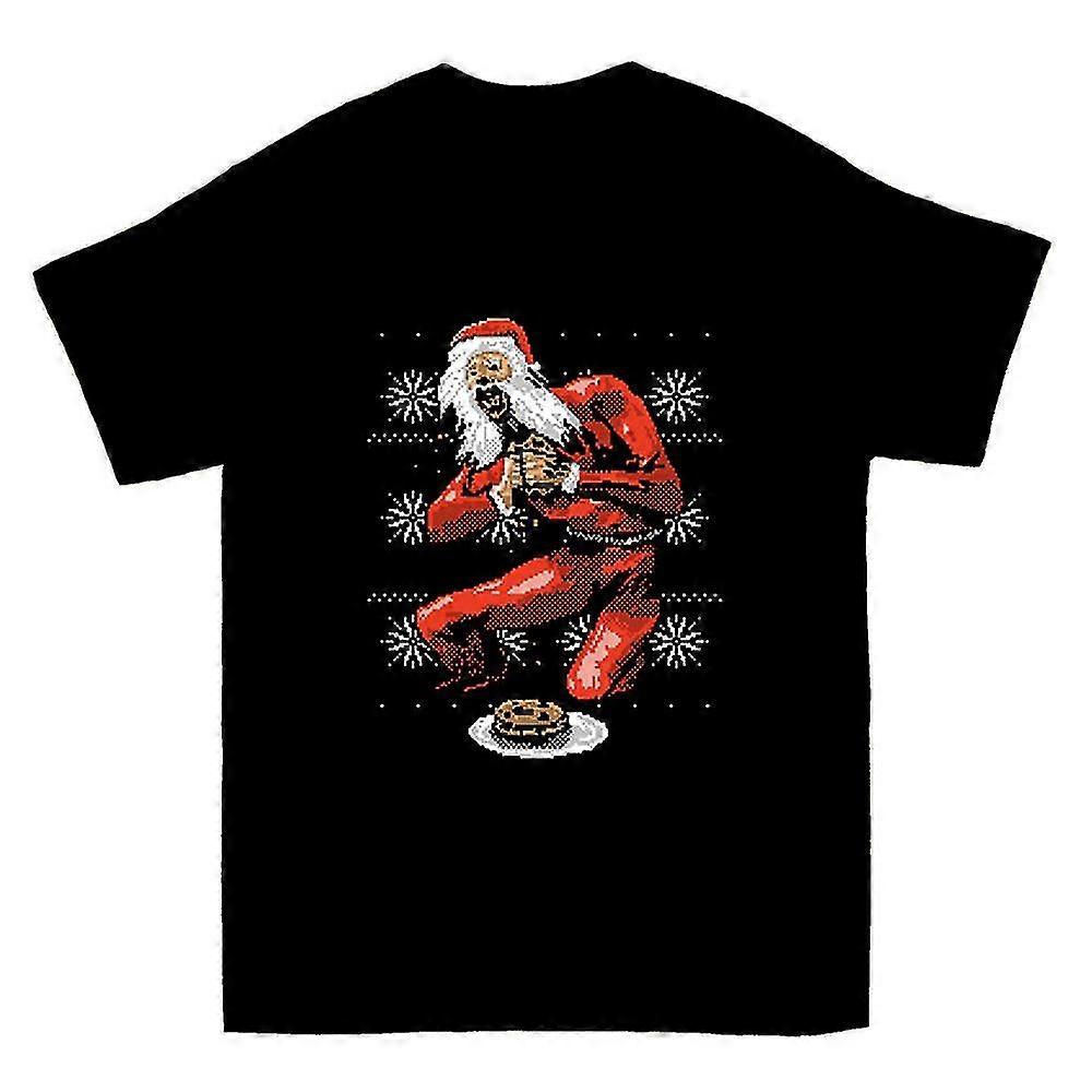 Papai Noel devorando sua camiseta de biscoitos