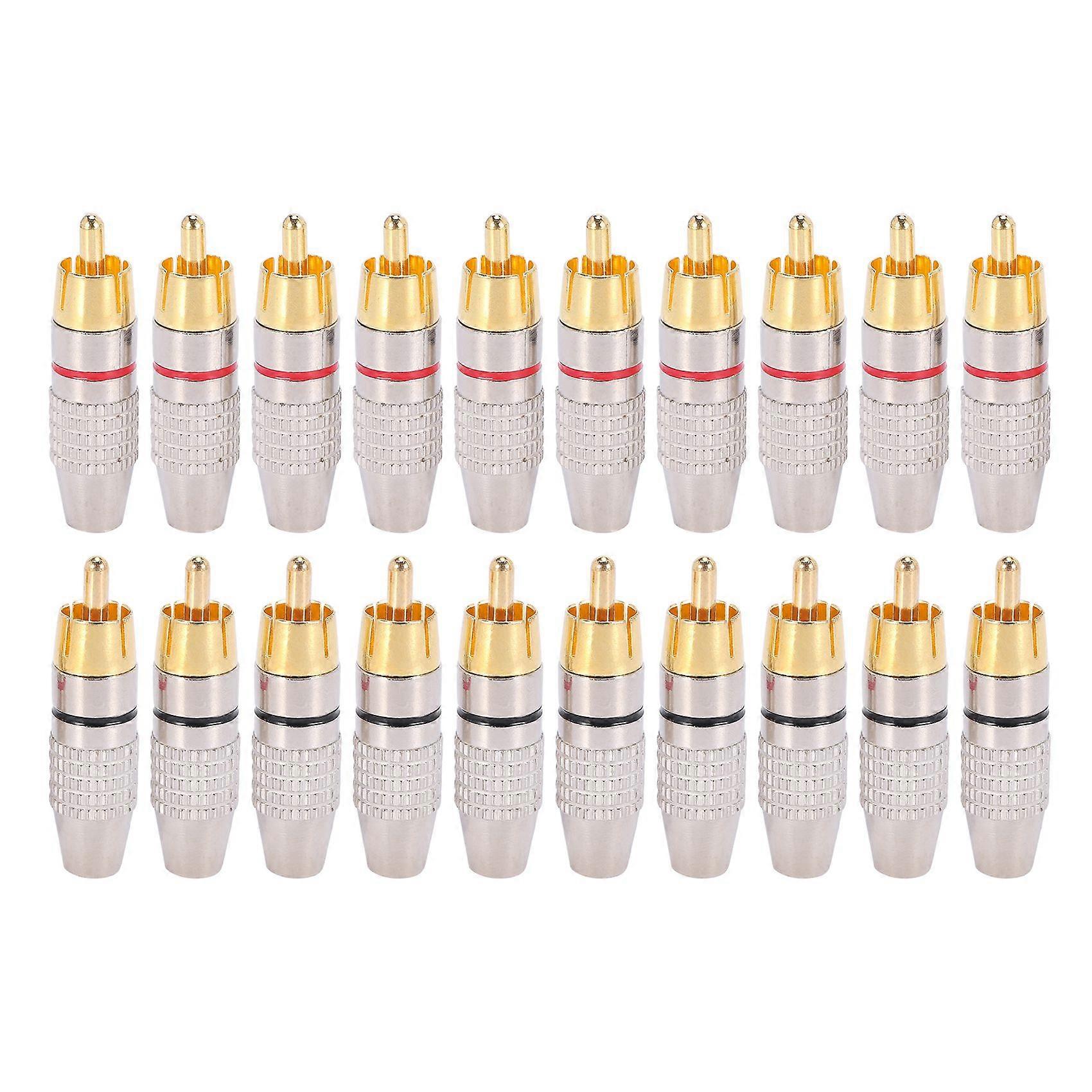 20 Pcs RCA Plug Audio Video Locking Cable Connector Gold Plated