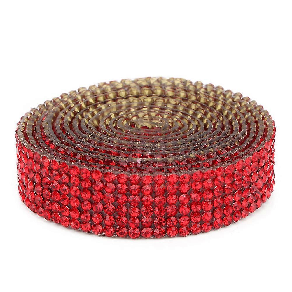 شريط شبكي من الكريستال والزجاج وأحجار الراين بطول متر واحد، مزين بزخارف من أحجار الراين وأحذية الزفاف (أحمر)