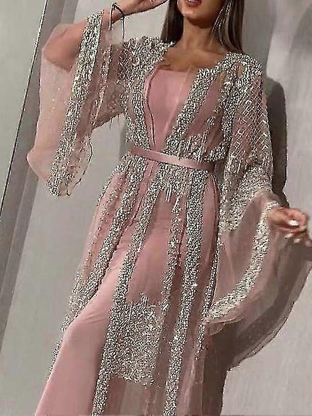 المرأة الترتر سوينغ ماكسي الأكمام الترتر الخريف طاقم الرقبة الأسبوع