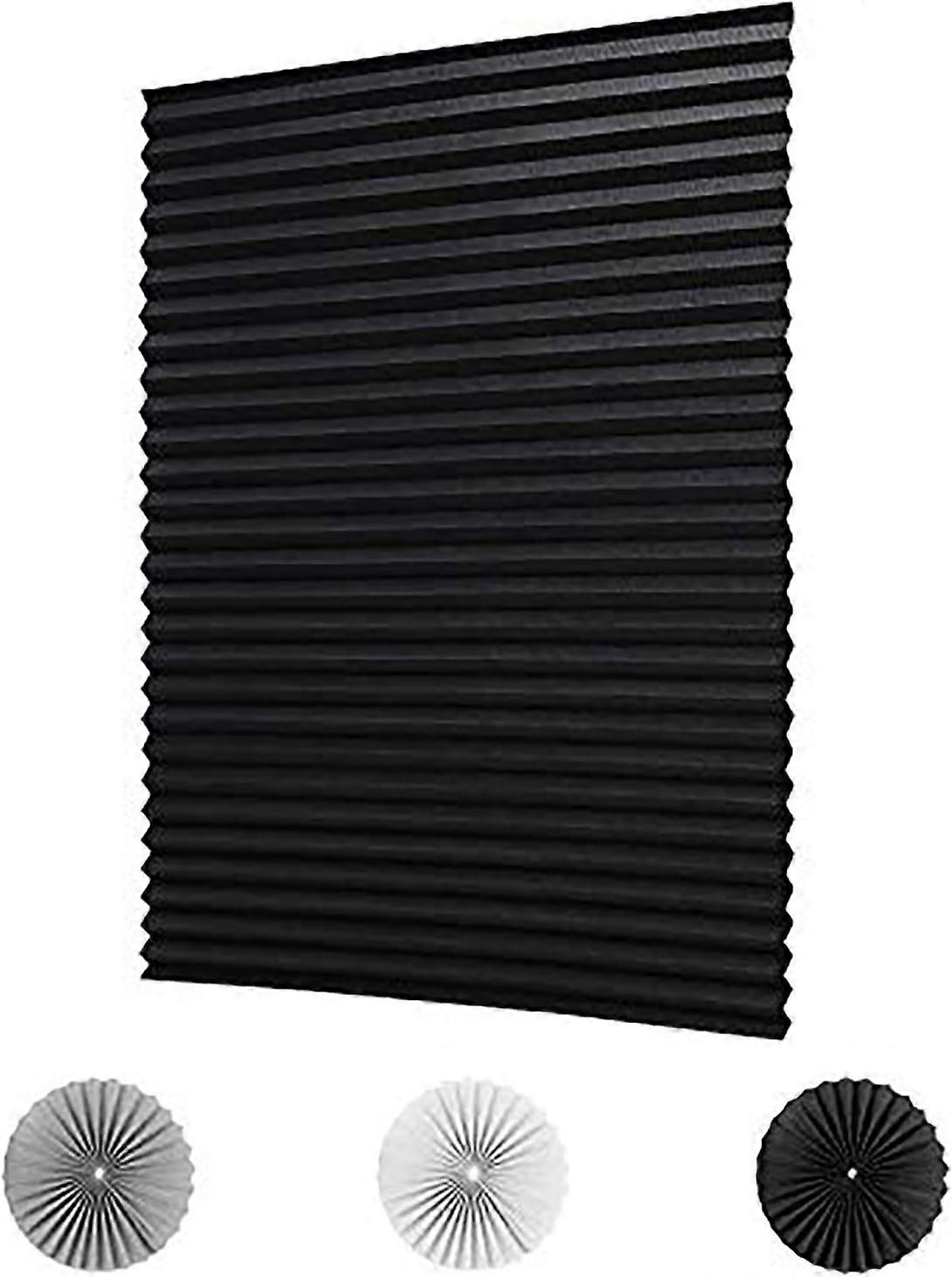 2 Pack Pleated Fabric Blind Light Filtering Shade Instant Stick on Blinds,with 4 Clips (90CMx180CM)