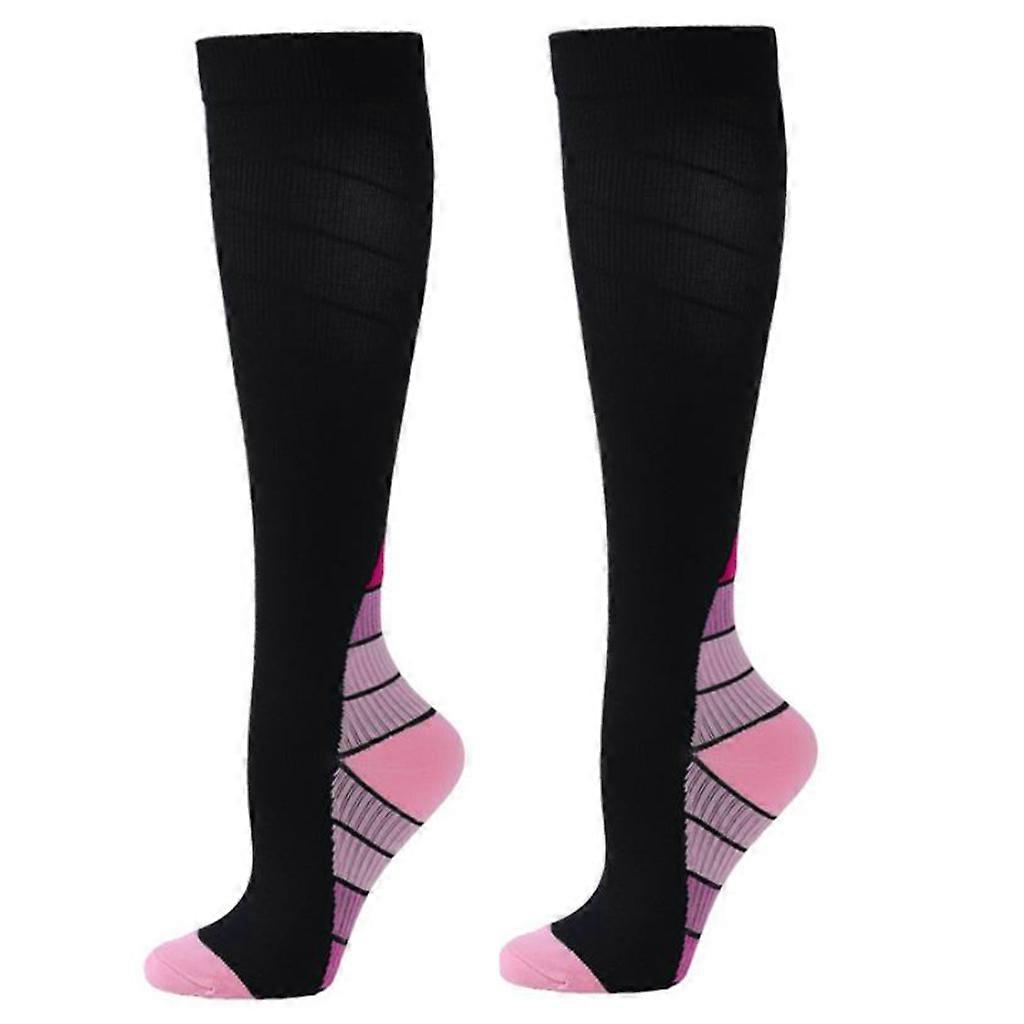  Gradient Colored Elastic Compression Stockings Cycling Running Knee High Socks
