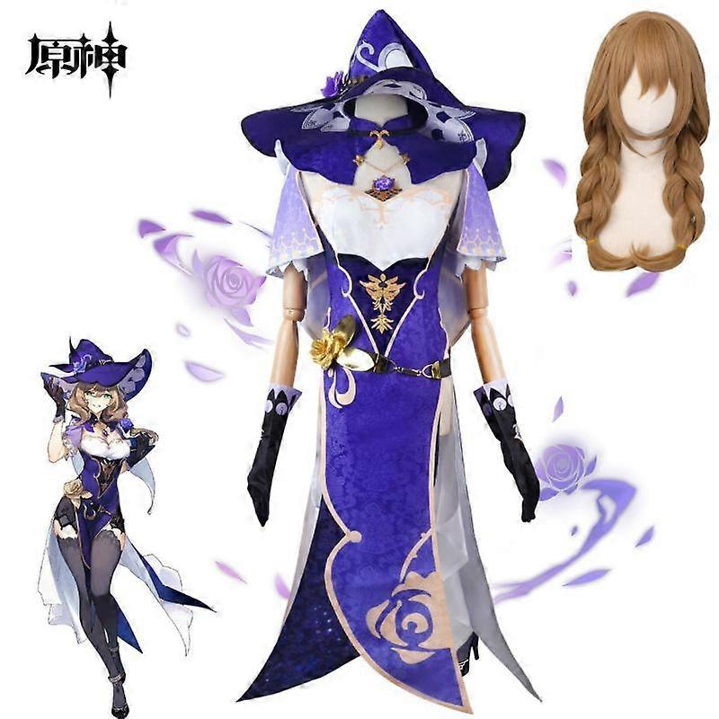 لعبة تأثير جينشين ليزا مينسي تأثيري زي شعر مستعار فستان أزرق فستان مثير بدلة عيد الميلاد عيد الميلاد حزب الزي الرسمي