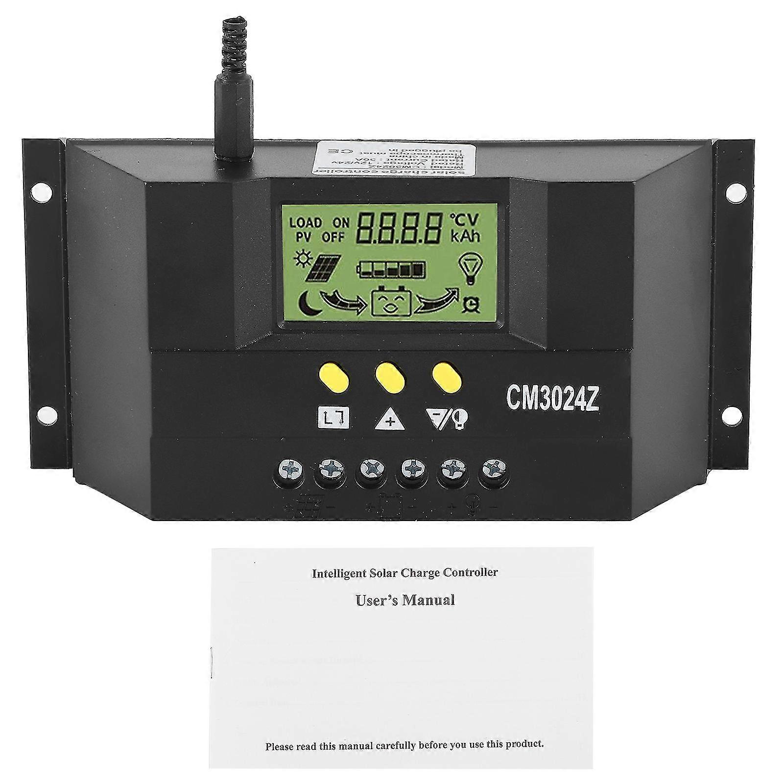 Solar Charge Controller Regulator PWM LCD Display 12V 24V 30A for Home, Industrial, and Commercial Use