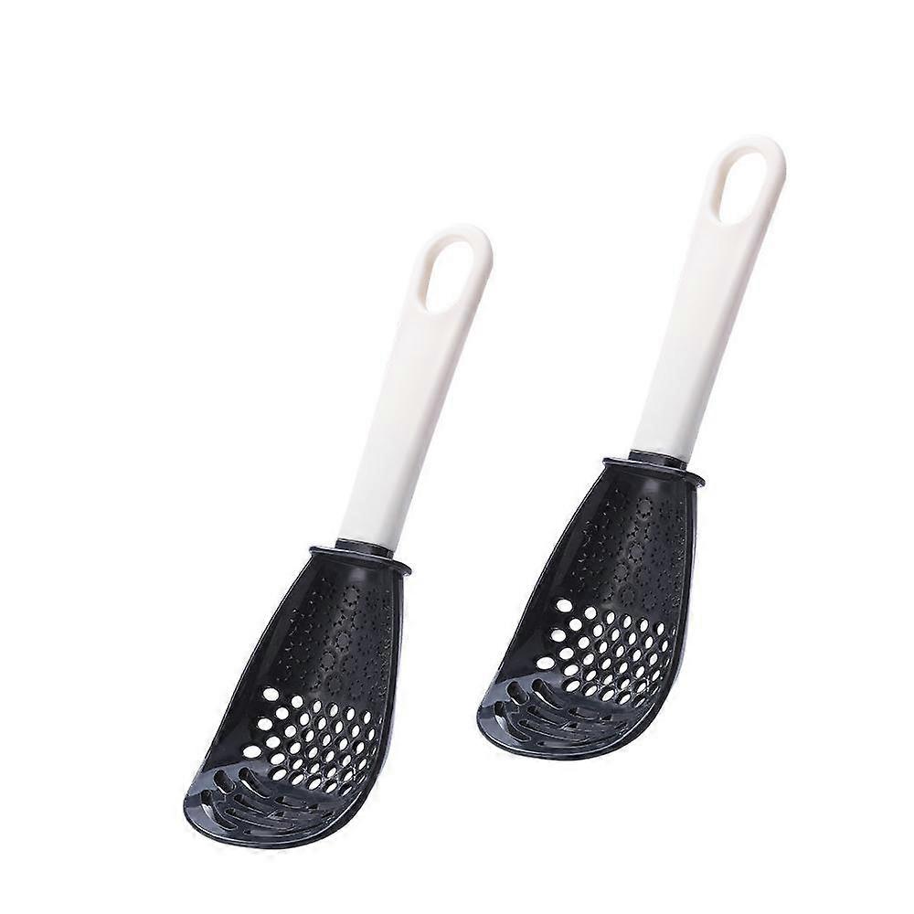 Multifunctional Kitchen Cooking Spoon Garlic Strainer, Black Jiujiuso