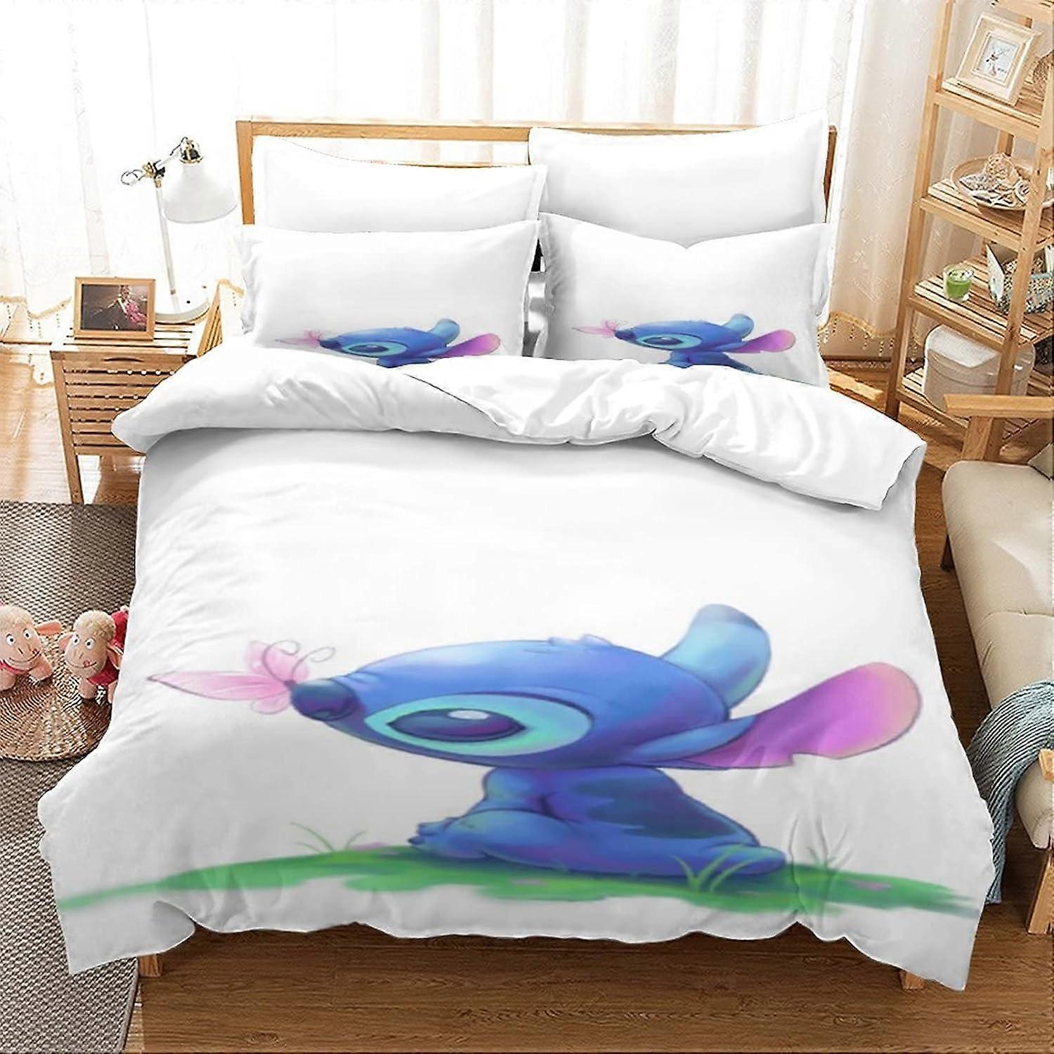 Stitch Animated Characters Bedding Set, with Duvet Cover and Pillowcase, Pieces, Soft and Breathable Microfiber, with Zipper