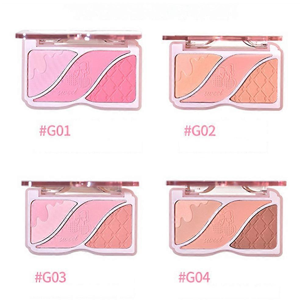 Small Emotional Three-color Blush Fit Multi-use Combination Plate Cheap Naked Makeup Matte Expansion Color Rouge