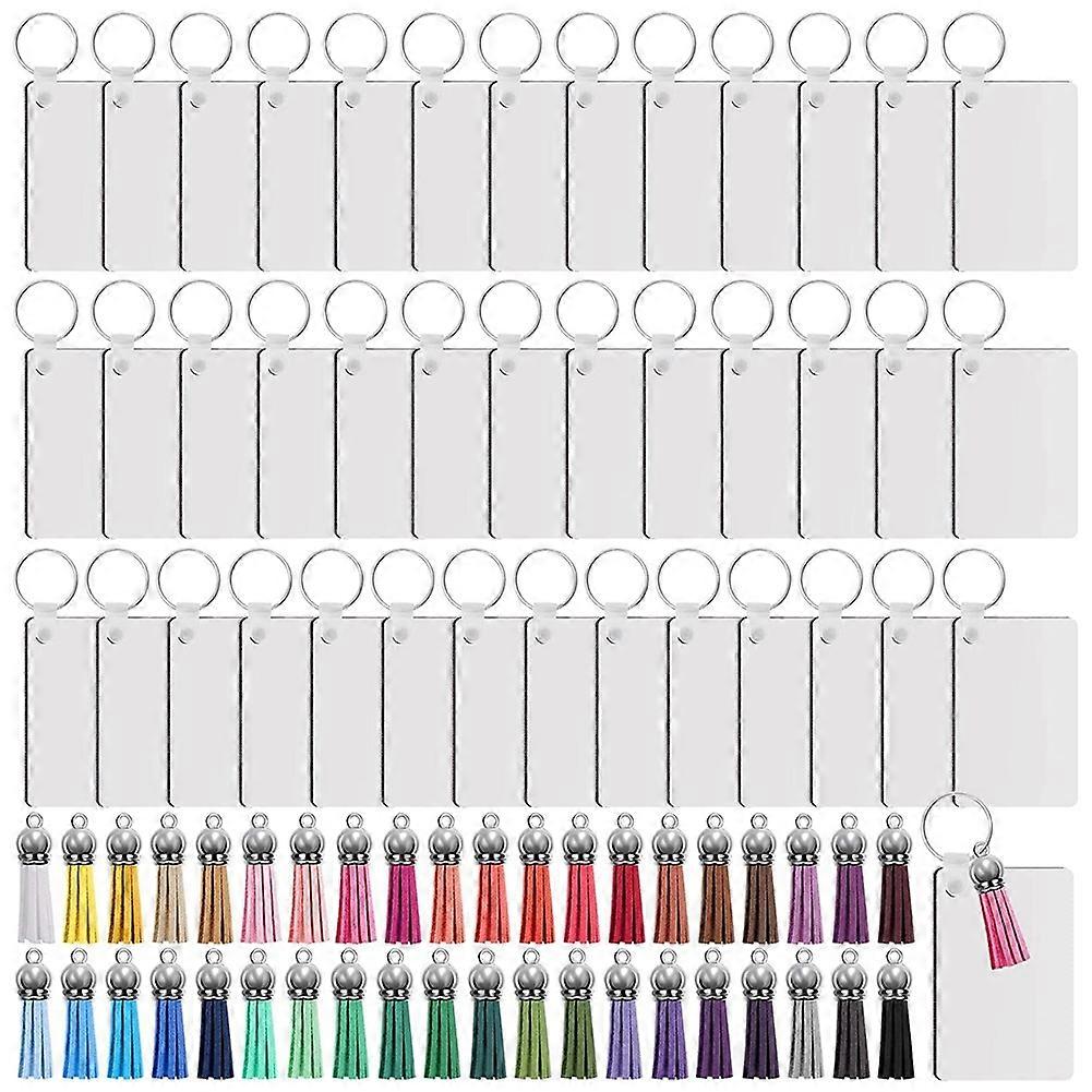 160Pcs Sublimation Blanks Set Key Rings Sublimation Blanks Heat Transfer Tassels MDF -Rectangle