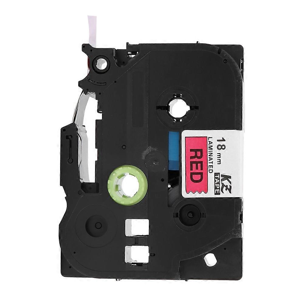18mm X 8m Label Maker PET Laminated Label Tape Fit for Brother Label Printer PT E100B(Black on red )