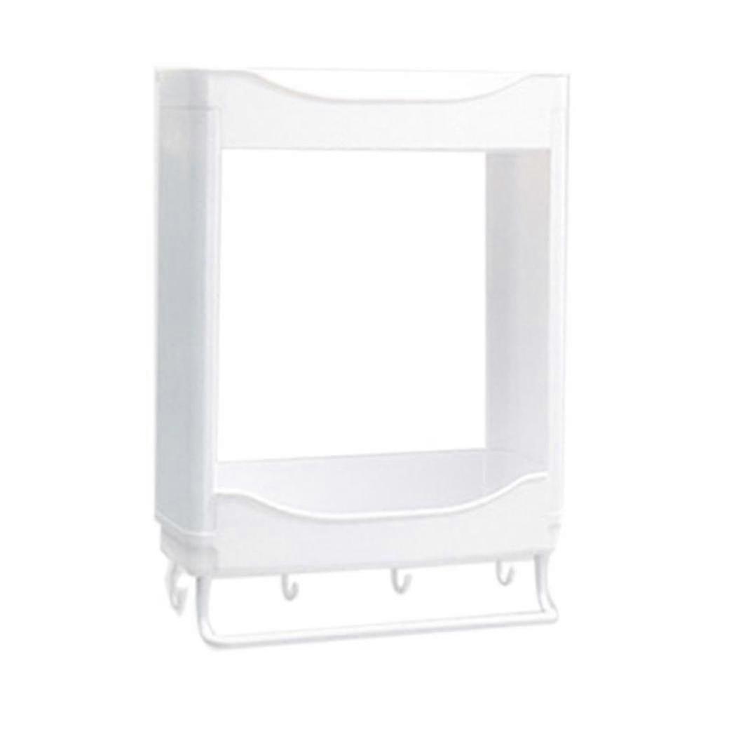 Kitchen Rack Plastic Spice Hang Decoration Shelf Wall Mounted White