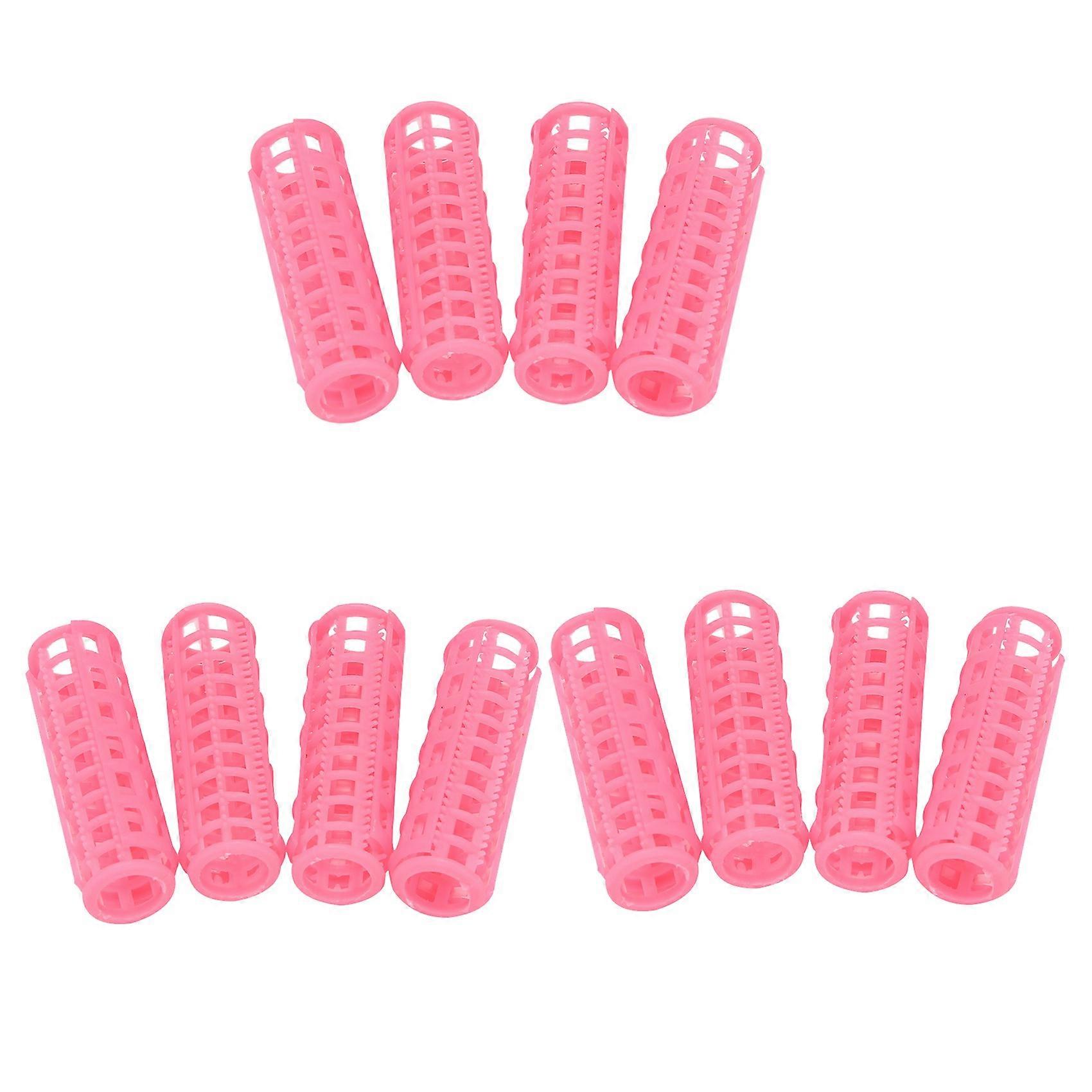 12 stk Pink Plastic DIY Hår Styling Roller Curlers Clips