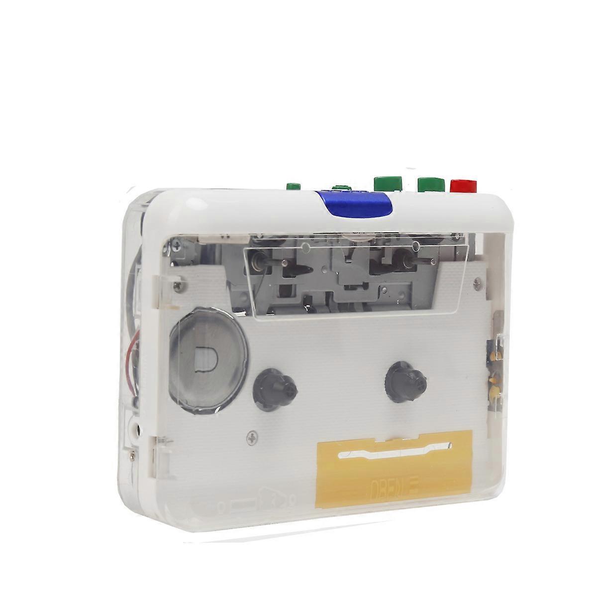 Classic cassette player with fully transparent shell, cassette to MP3 type-c interface, portable cassette player