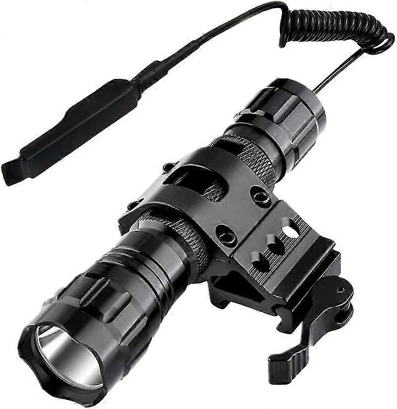 Wf 501b Tactical Hunting Torch, 1500 Lumen Single Mode Waterproof Flashlight With Remote Pressure Switch And Picatinny Rail Offset Ring Side Mount