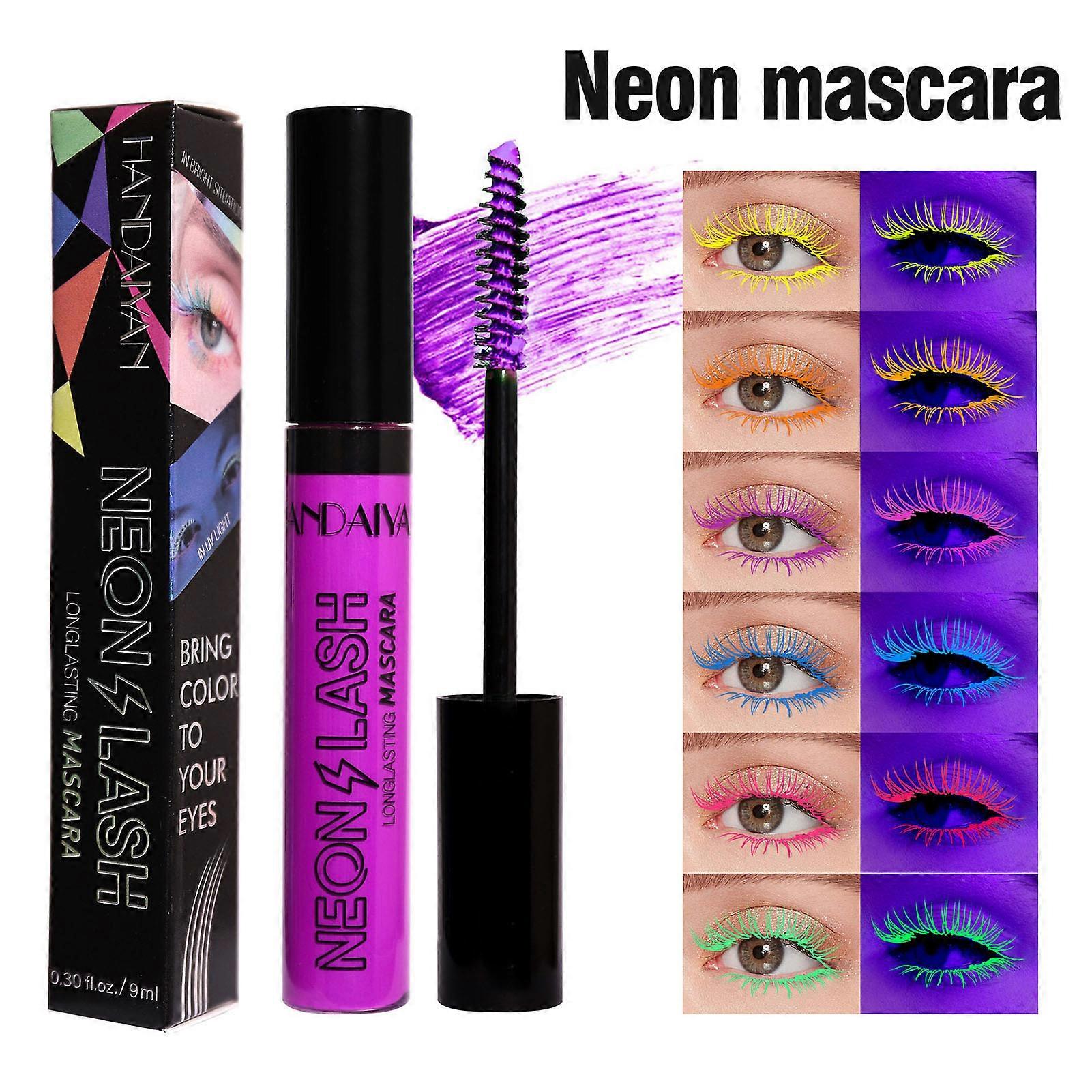 Neon Mascara 6 Colors Waterproof Long-lasting Colorful Fluorescent Mascara for Halloween Christmas