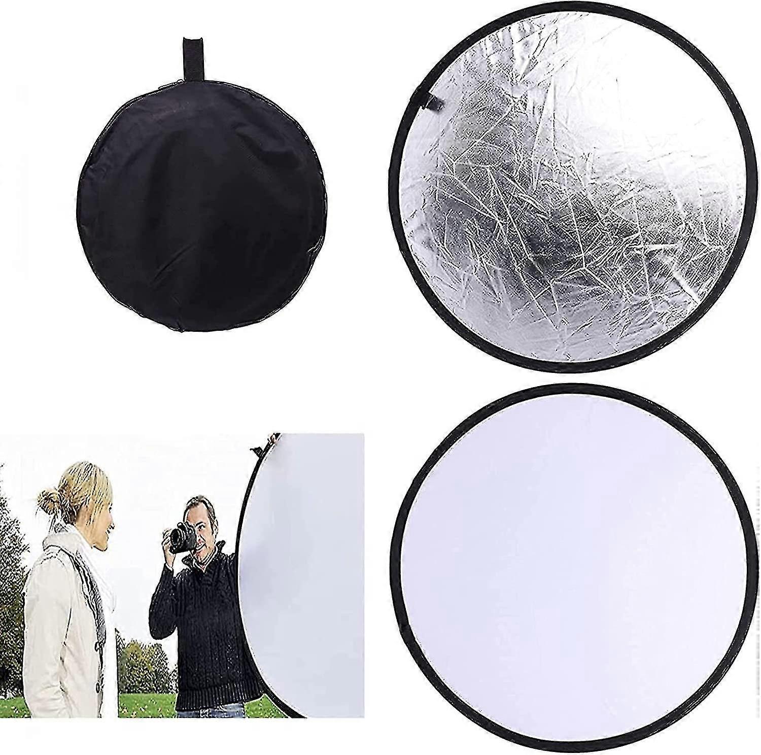 Photographic Reflector Two-in- Foldable Ie Background Diffuser Plate 12-inch Camera Photo Reflector (silver And ) A