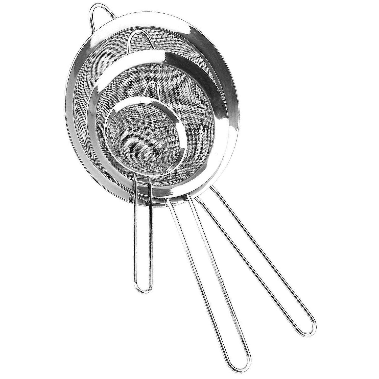 Set Of 3 Food Strainers - Stainless Steel Premium Fine Mesh Strainer Set, Flour Sifter Sieve And Tea Colander - Crafted Compatible With Straining Pas