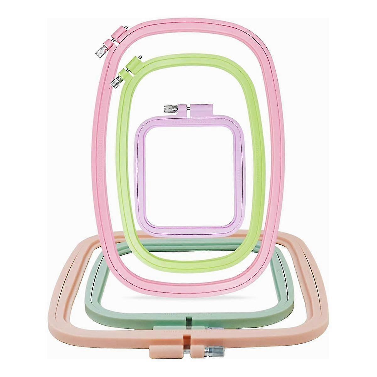 أطواق التطريز المربعة للحرف اليدوية DIY ، الأطواق مع 5 أحجام مختلفة ، أطواق التطريز البلاستيكية الملونة