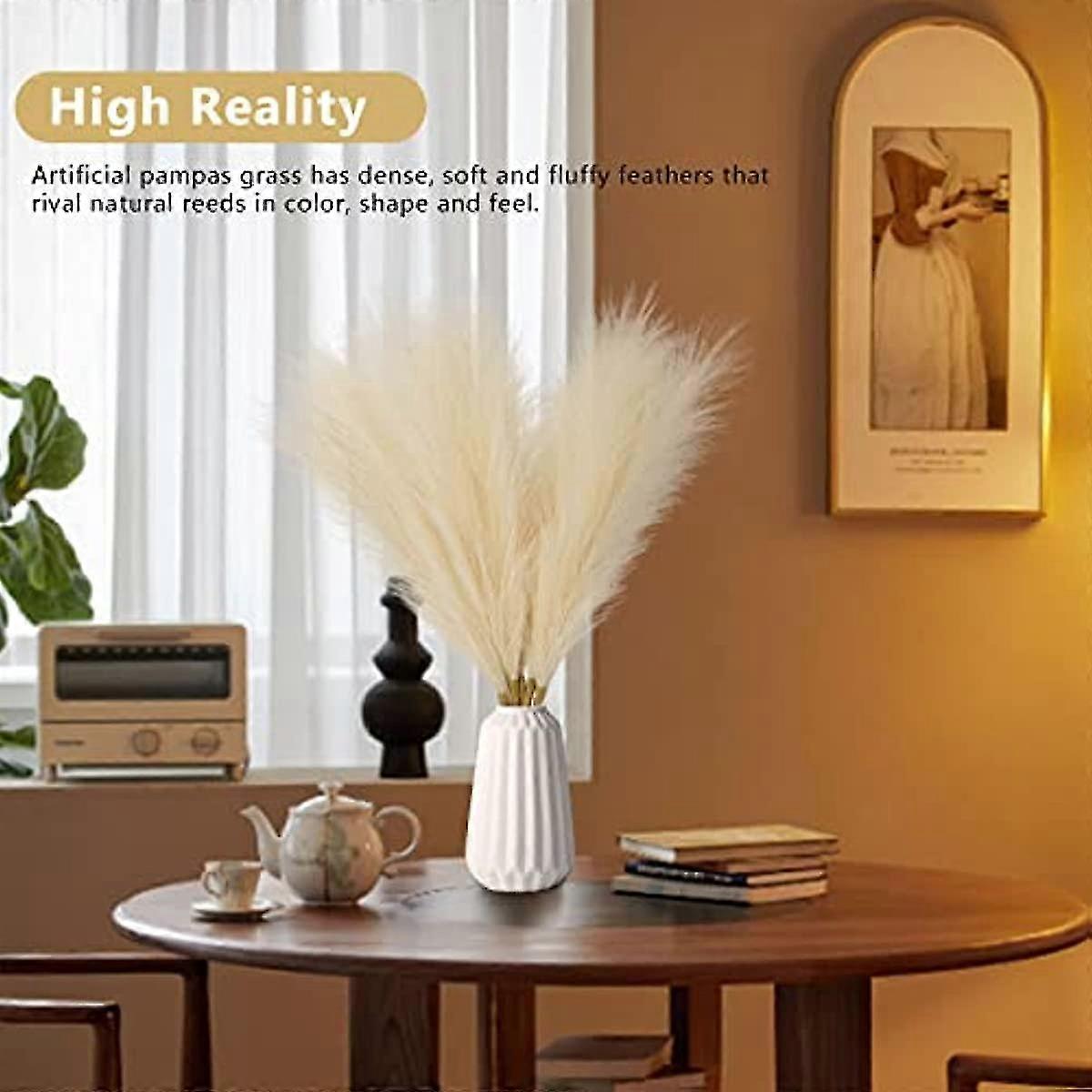 10Pcs 17" Artificial Pampas Grass Stems | 45cm Fluffy Fake Grass For Home Decor, Vase Filler 5 thumbnail image