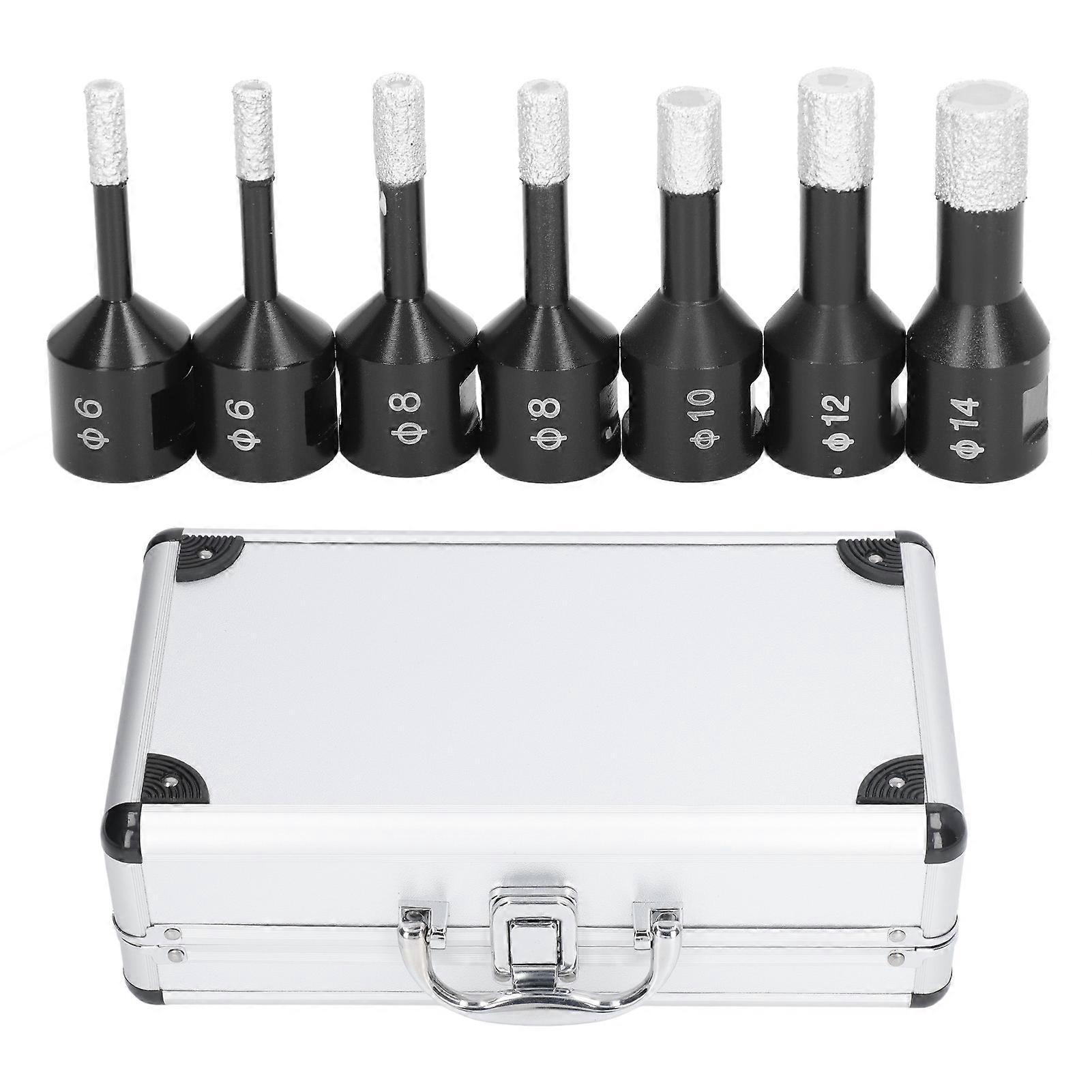 7 Pcs Diamond Drill Bits Wet Dry Diamond Brazing Hole Saw Kit com M14 Fêmea Rosca para Granito de Telha de Mármore