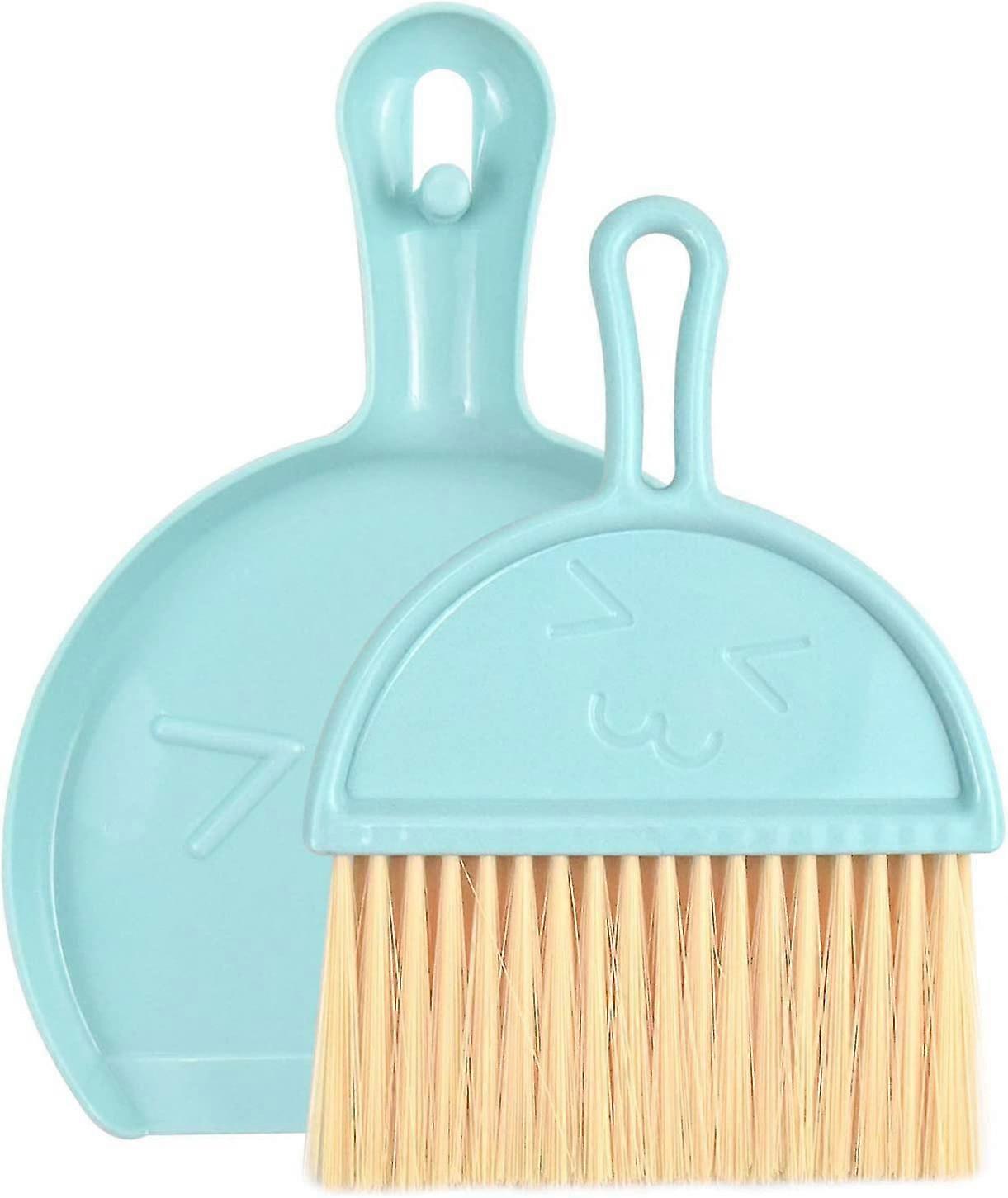 mini plastic dustpan and broom, multi-function (blue)
