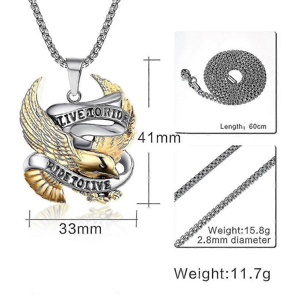 Gold Eagle Stainless Steel Punk Pendant