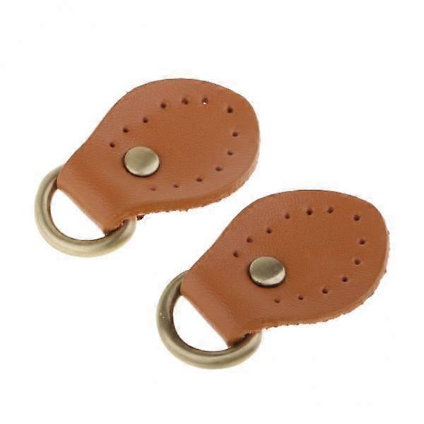 2x2pcs PU Leather Handle Snap Buckles for Handbag Making Accessories Brown
