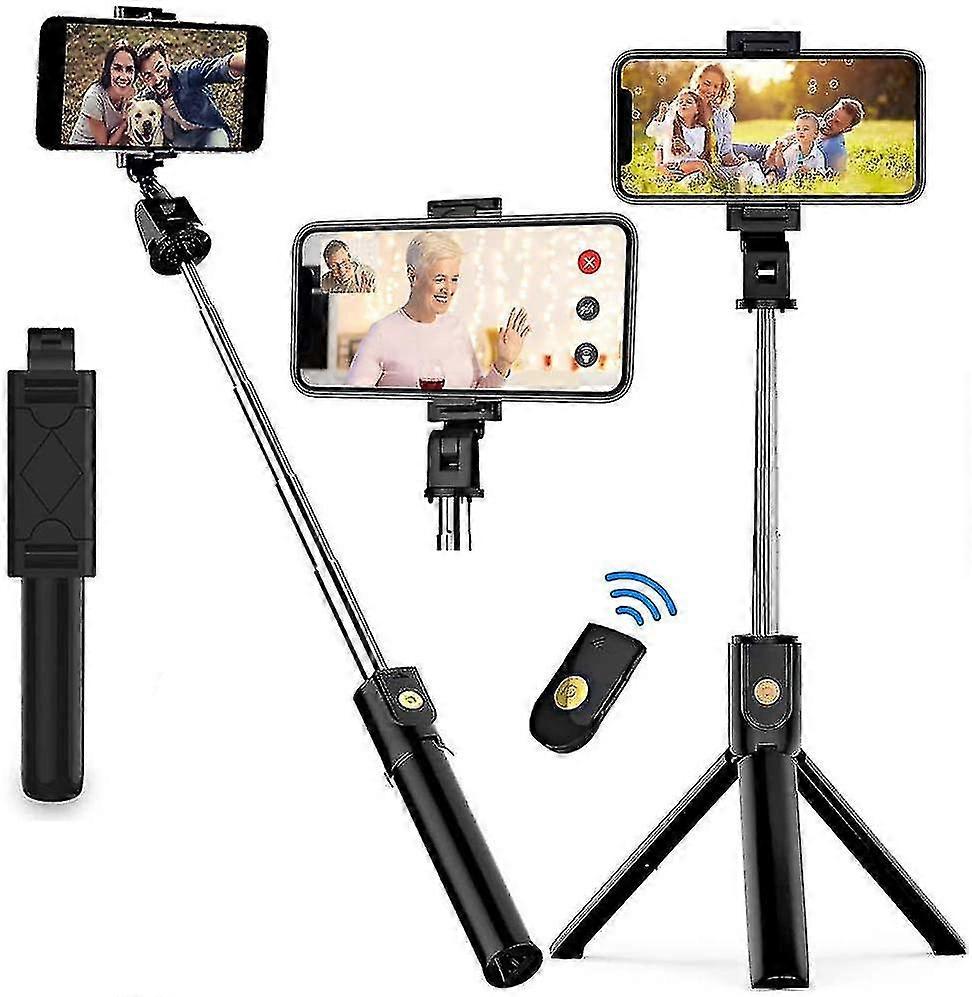 T08 Selfie Stick Tripod, Extendable Stand With Wireless Remote Shutter For