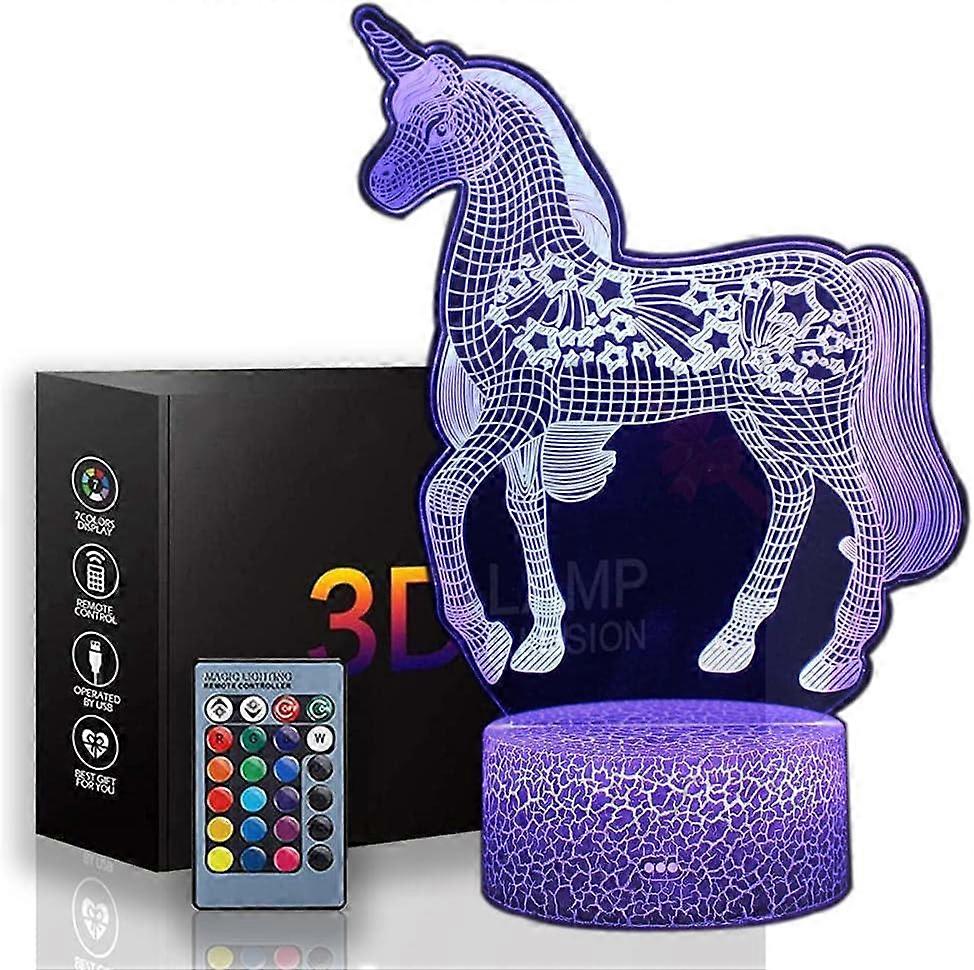 Cool Things for Bedrooms Unicorn 3D Visual Lamp Touch LED Table Desk Lamp 16 Color Changing Touch Switch Desk Night Light