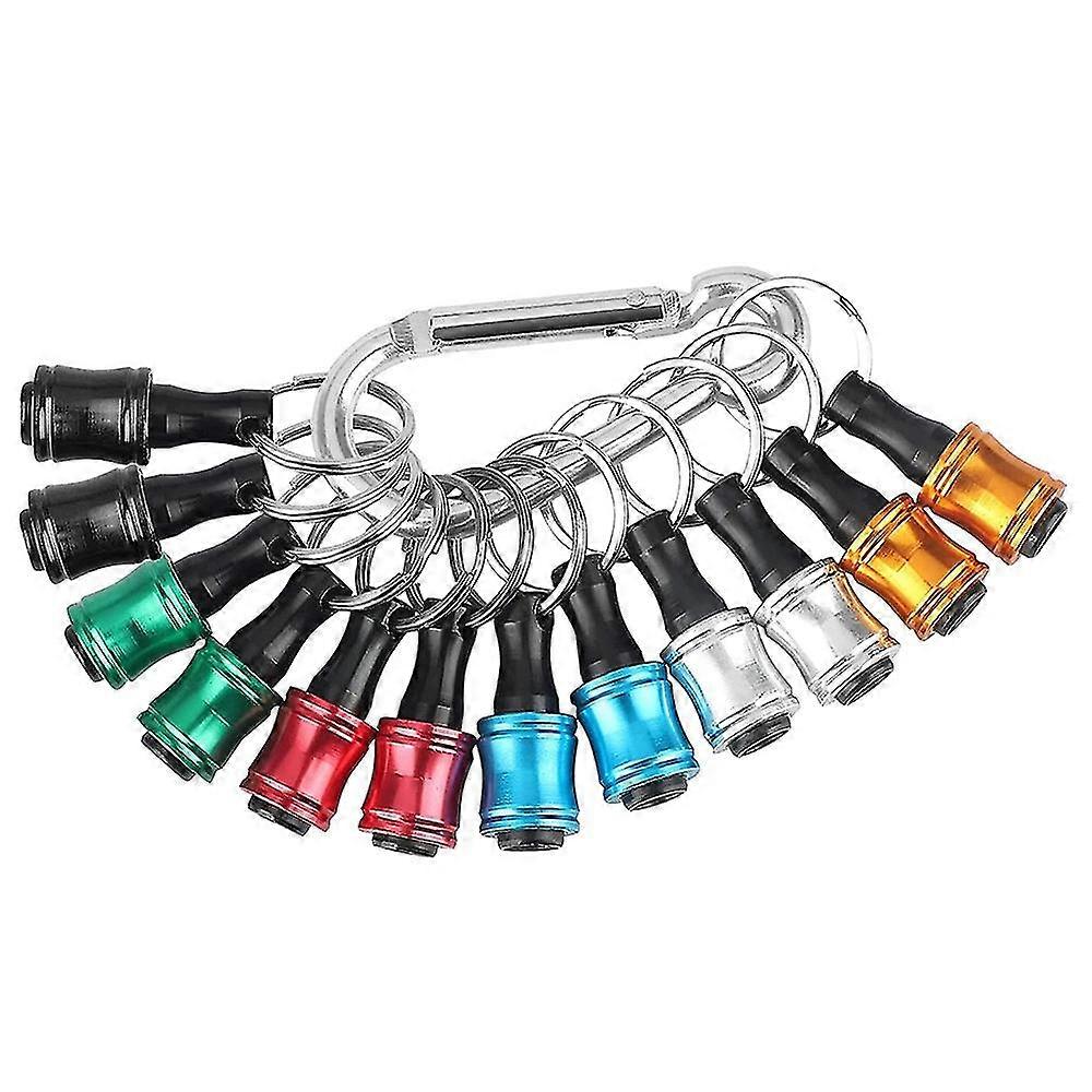 12pcs 1/4inch Hex Shank Screwdriver Bits Holder Extension Bar Keychain Screw Adapter Drill Bits Hol