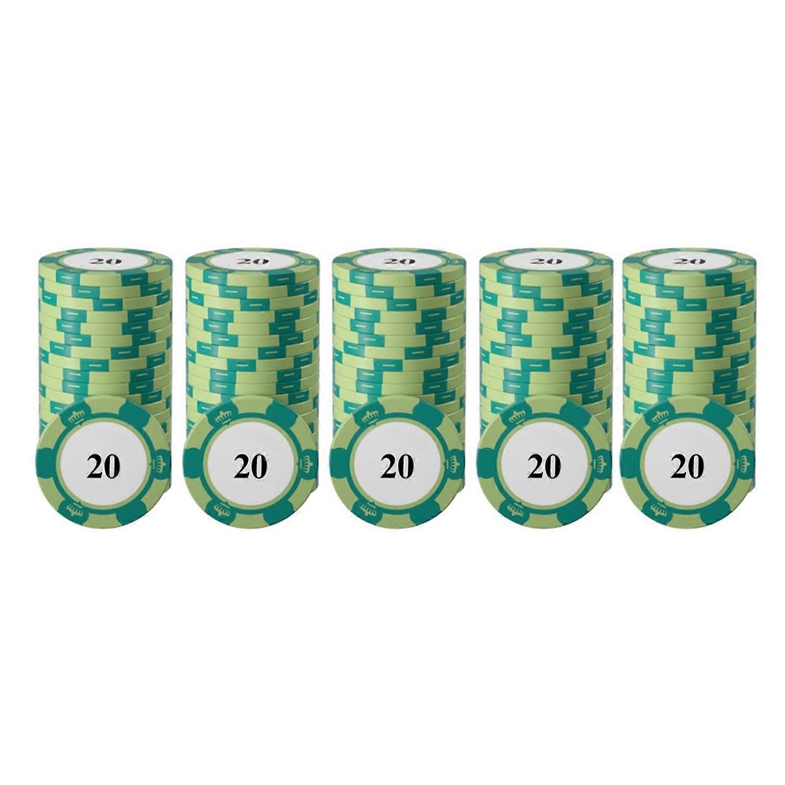 20pcs Poker Chip Set Clear Printing Large Numbers Professional Game Counting Discs for Board Game
