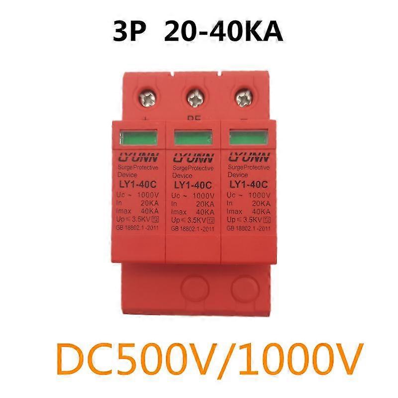 SPD Surge Protective Device DC 500V 1000V 3P DC1000V 20KA~40KA Low-voltage Arrester House Din Rail 2 Poles Protector