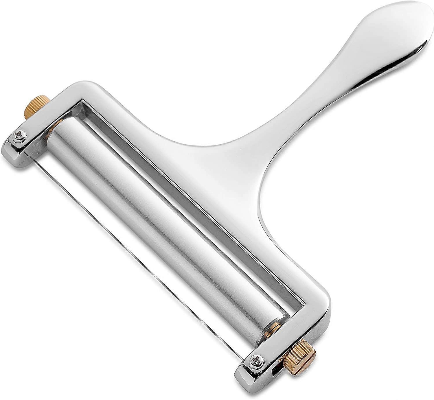 Stainless Steel Wire Cheese Slicer - Hand Held Cheese Cutter for Cheddar, Gruyere, Raclette, Mozzarella Cheese Block, Adjustable Cheese Shaver, Thick