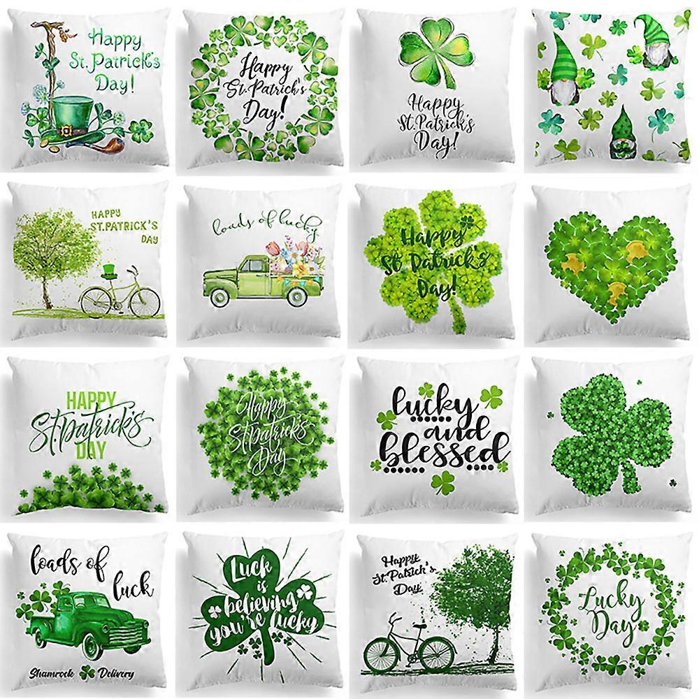 St. Patrick's Day Throw Pillow Case Shamrock Cushion Cover Home Decoration 45cm*45cm(Pillow Insert Not Included)