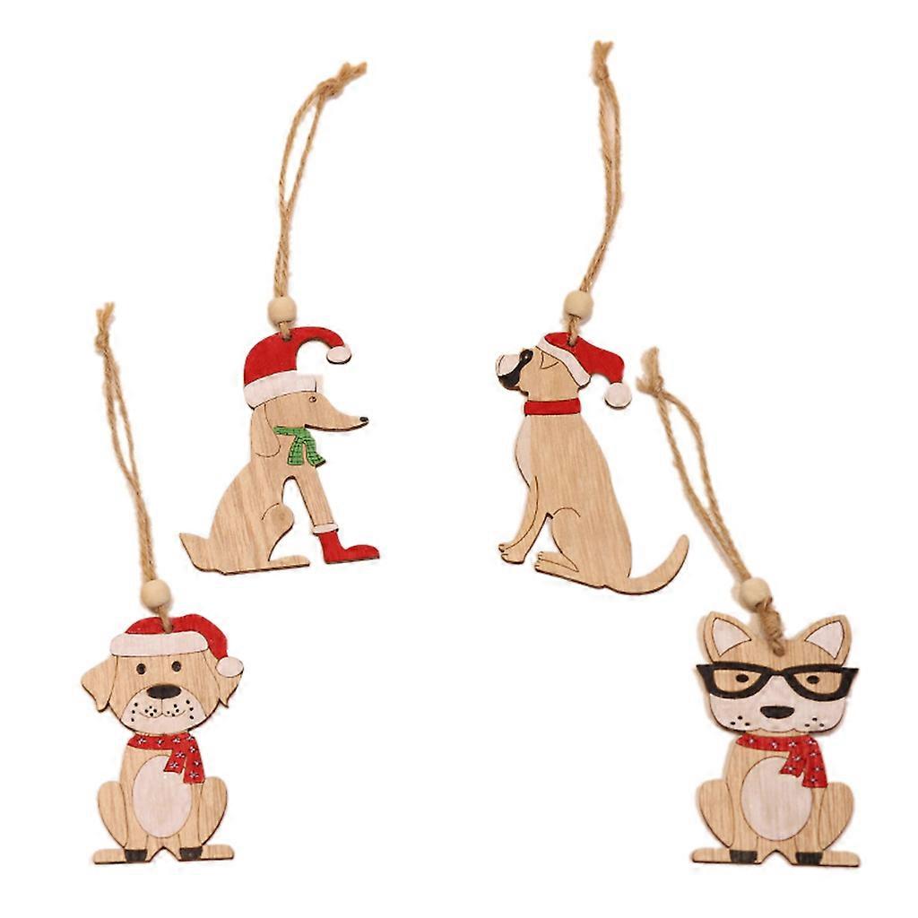 4Pcs Christmas Tree Hanging Ornament Colorful Cartoon Car Truck Dog Pendant Toys