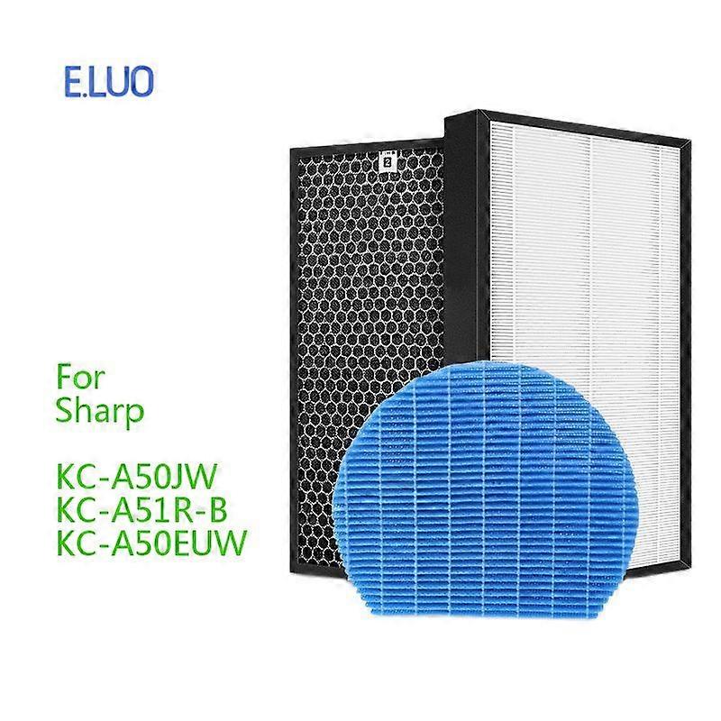 For Sharp Air Purifier Filter 3Pc KC-A50JW KC-A51R-W KC-A50EUW Replacement Hepa Carbon Humidification Filter FZ-A51HFR FZ-A51DFR